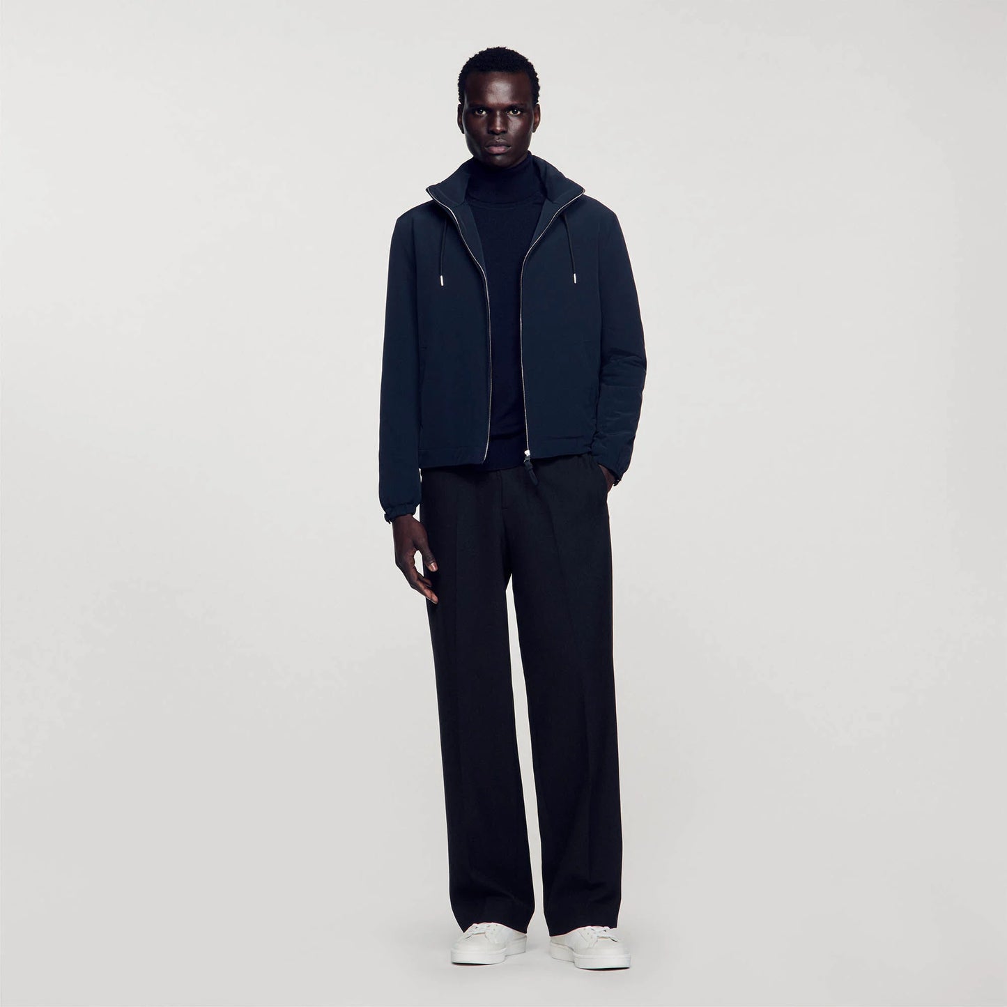 Zip-Up Hooded Jacket Navy Blue