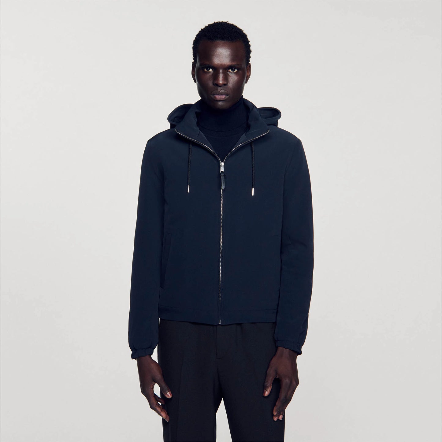 Zip-Up Hooded Jacket Navy Blue