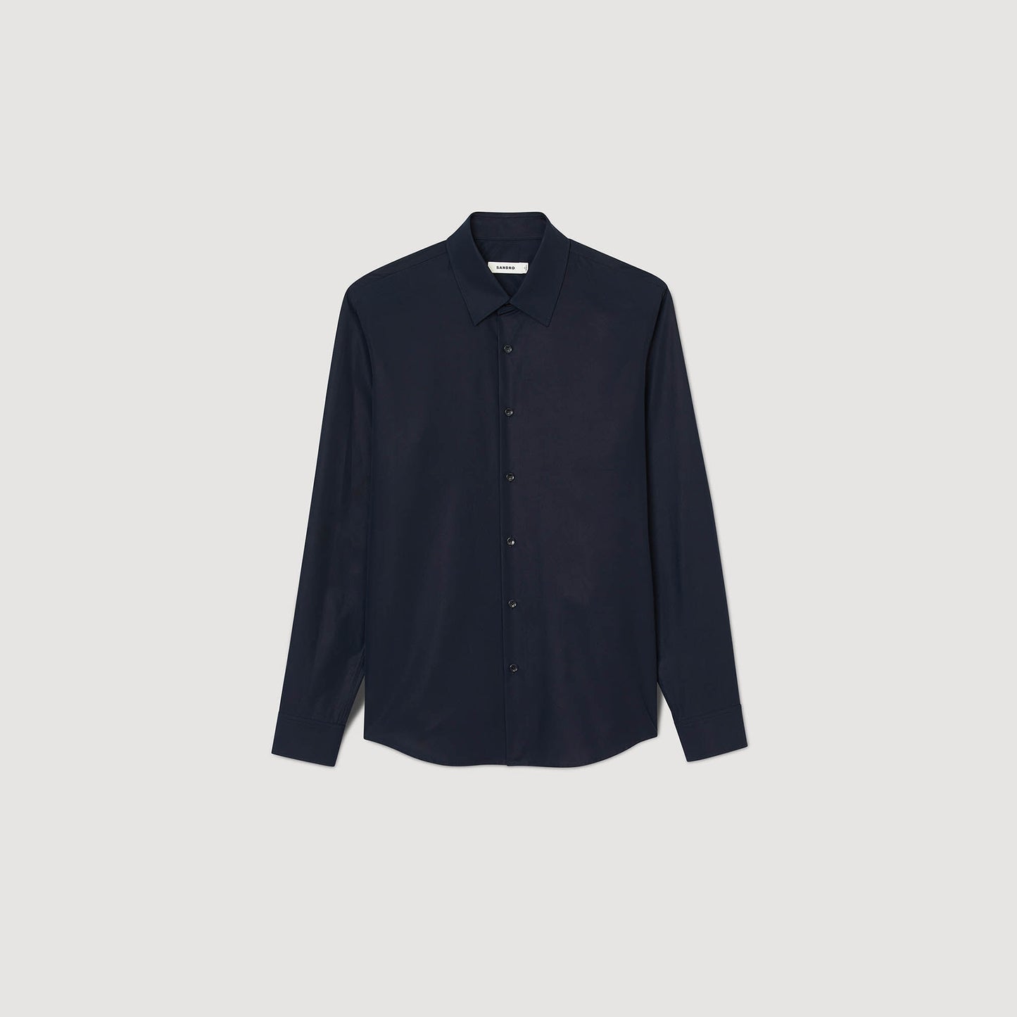 Fitted Stretch Cotton Shirt Navy Blue