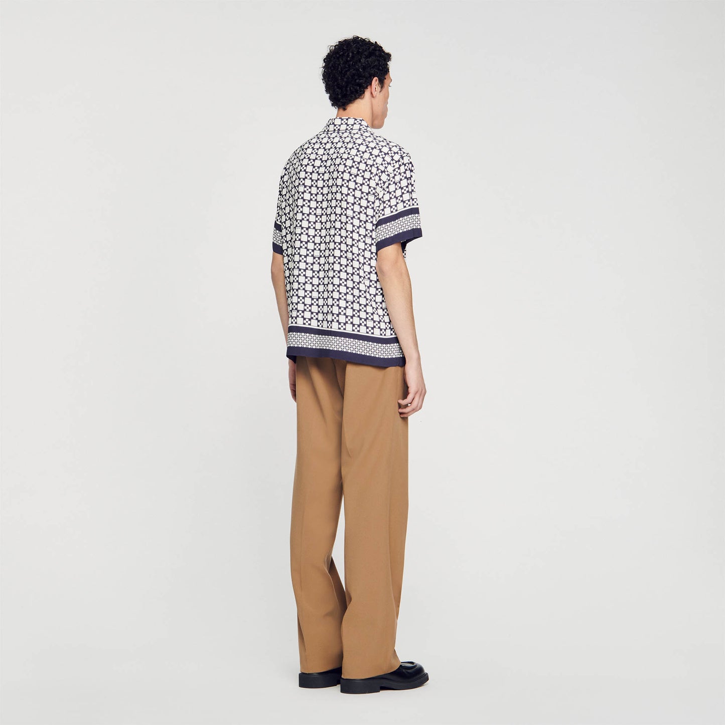 Square Cross Short-Sleeved Shirt Ecru / Navy
