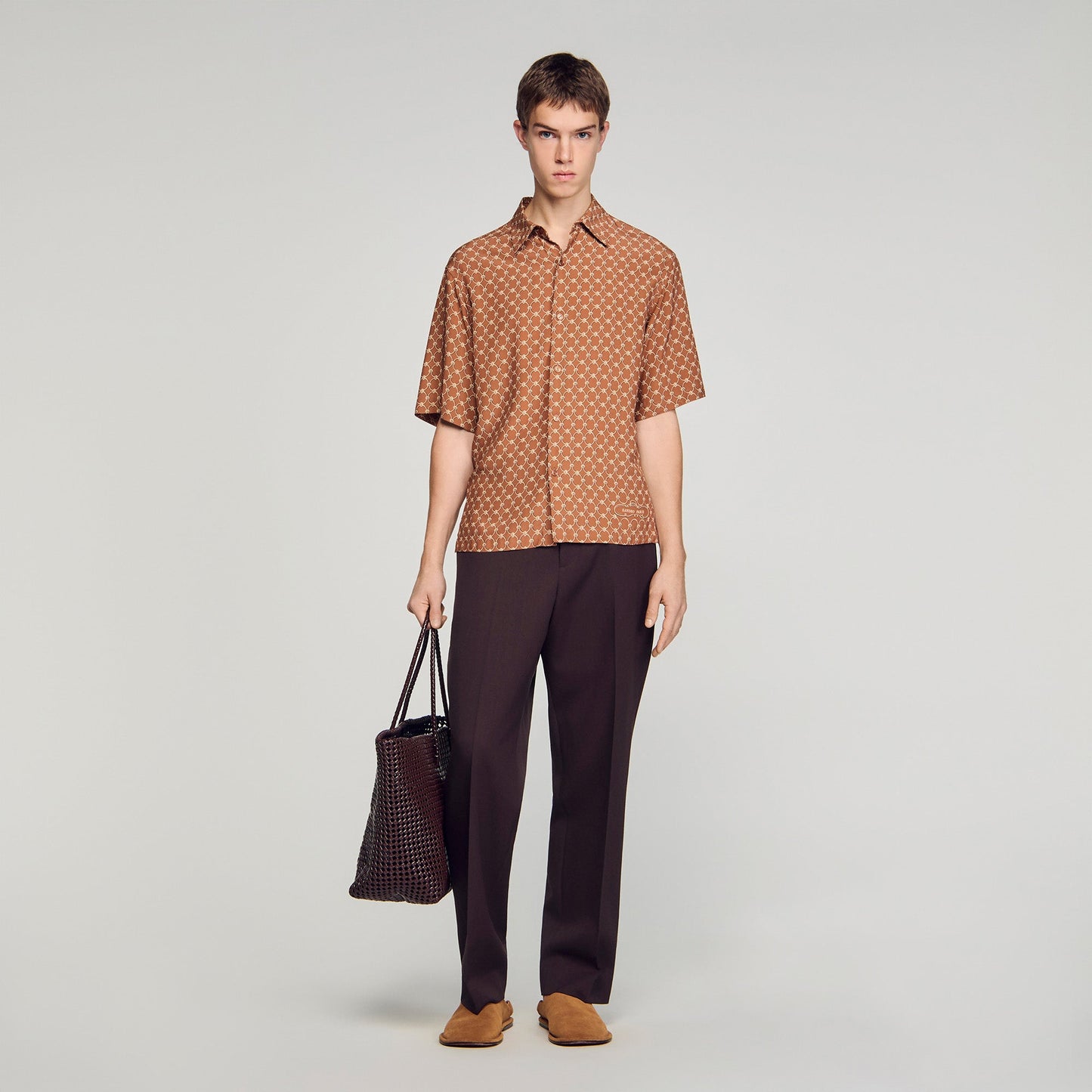 Catena Shirt Mc Link Print Loose-Fit Shirt CAMEL