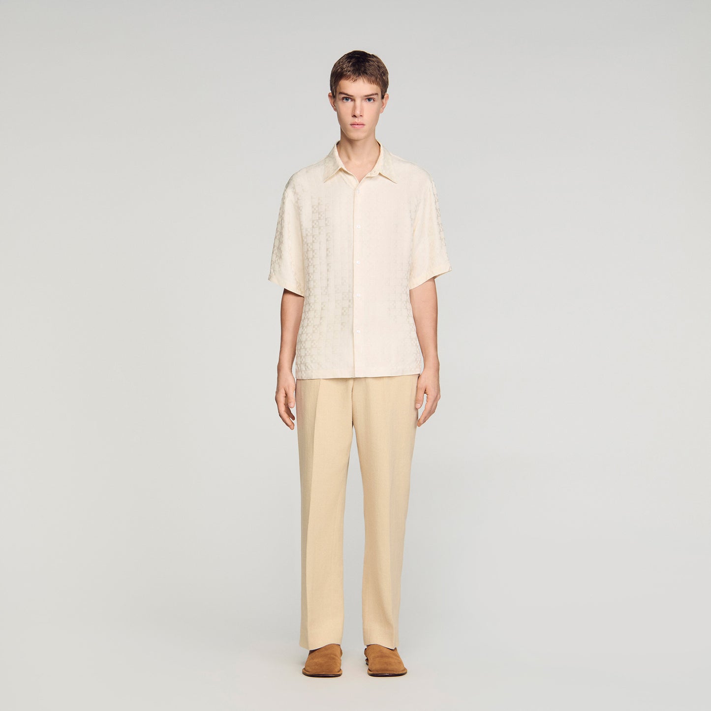Jacquard Cross Shirt Mc Square Cross Loose-Fit Shirt White