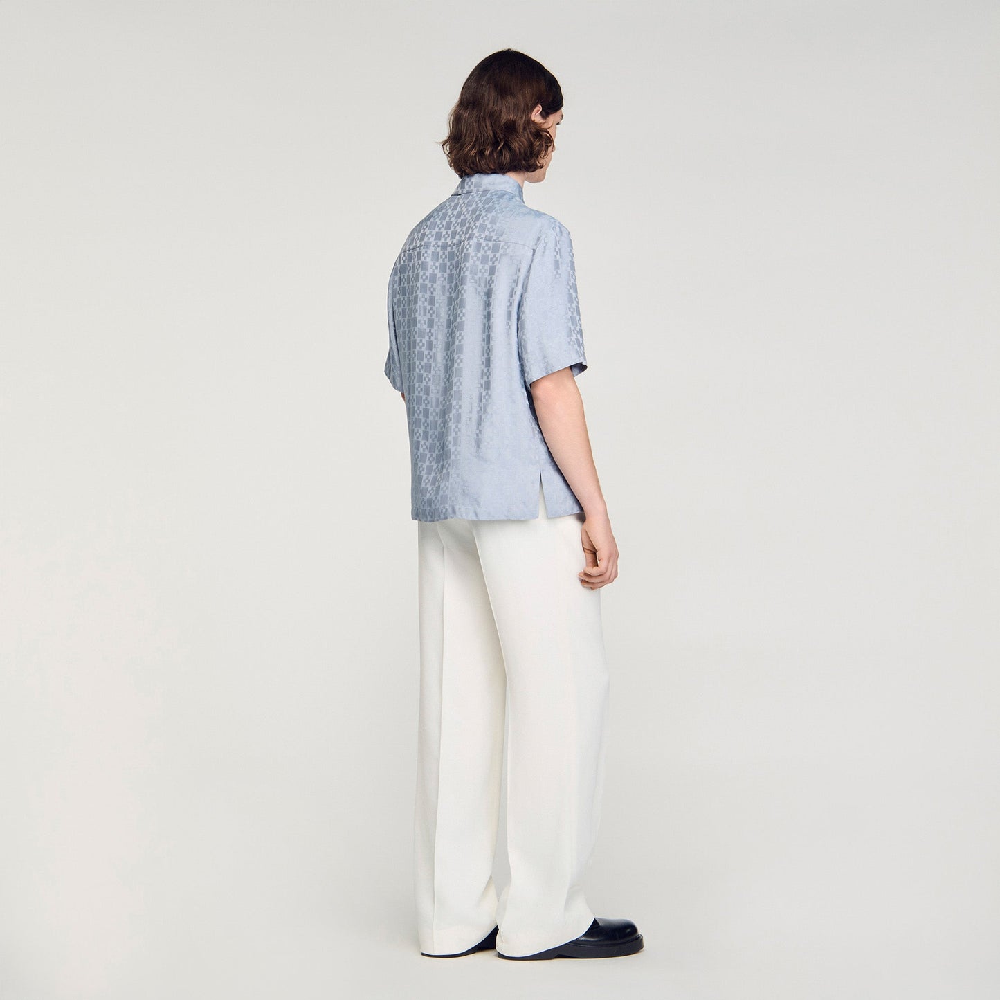 Jacquard Cross Shirt Mc Square Cross Loose-Fit Shirt Chambray
