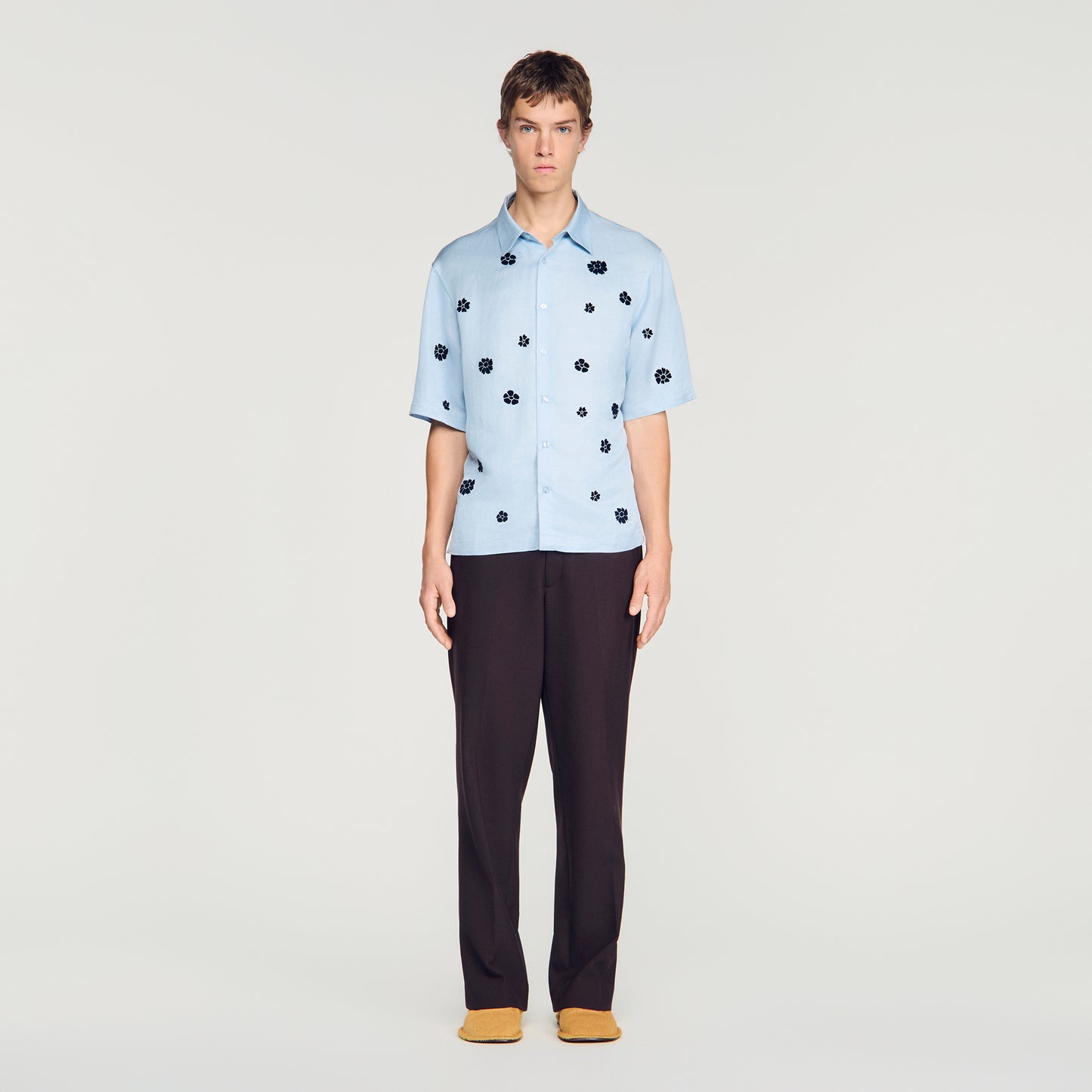 Velvet Flowers Mc Loose-Fit Floral Shirt Sky Blue