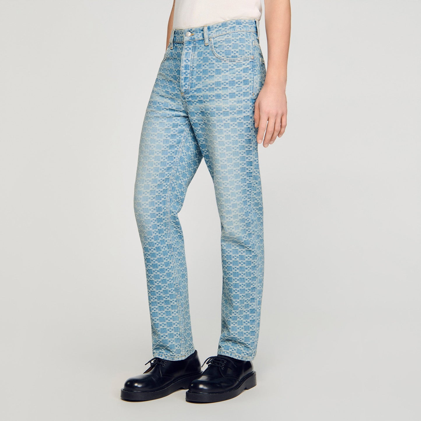 Regular Sanded Cross Regular-Fit Square Cross Jeans SKY BLUE