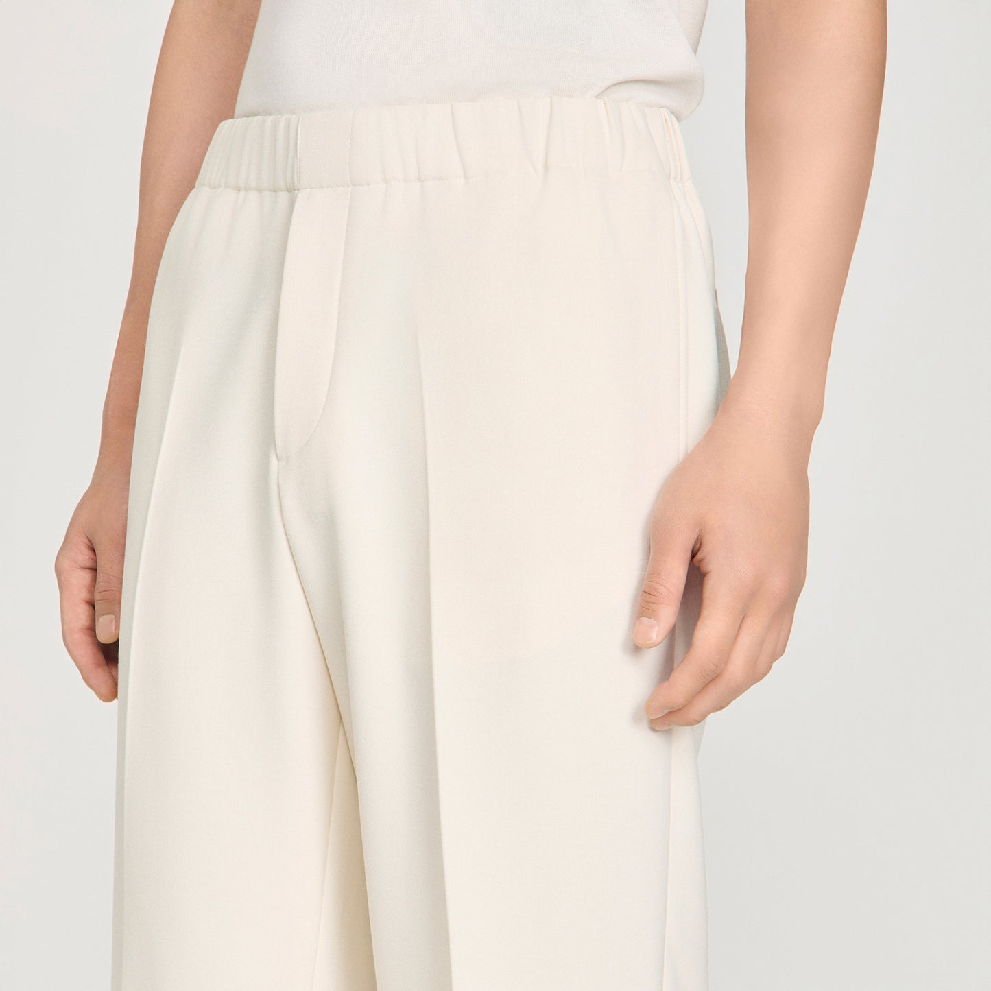 Large Jersey Wide-Leg Trousers Ecru