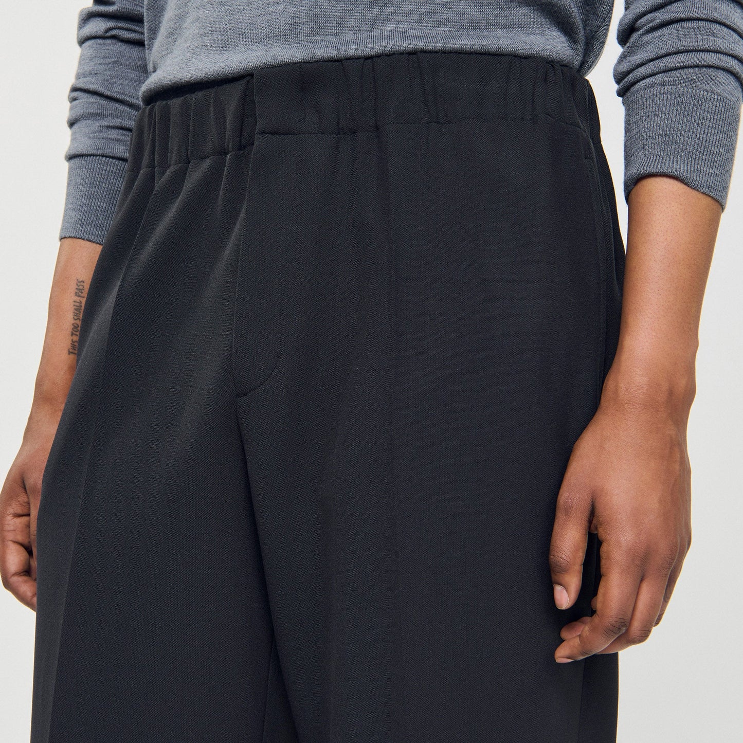 Large Jersey Wide-Leg Trousers Dark Grey