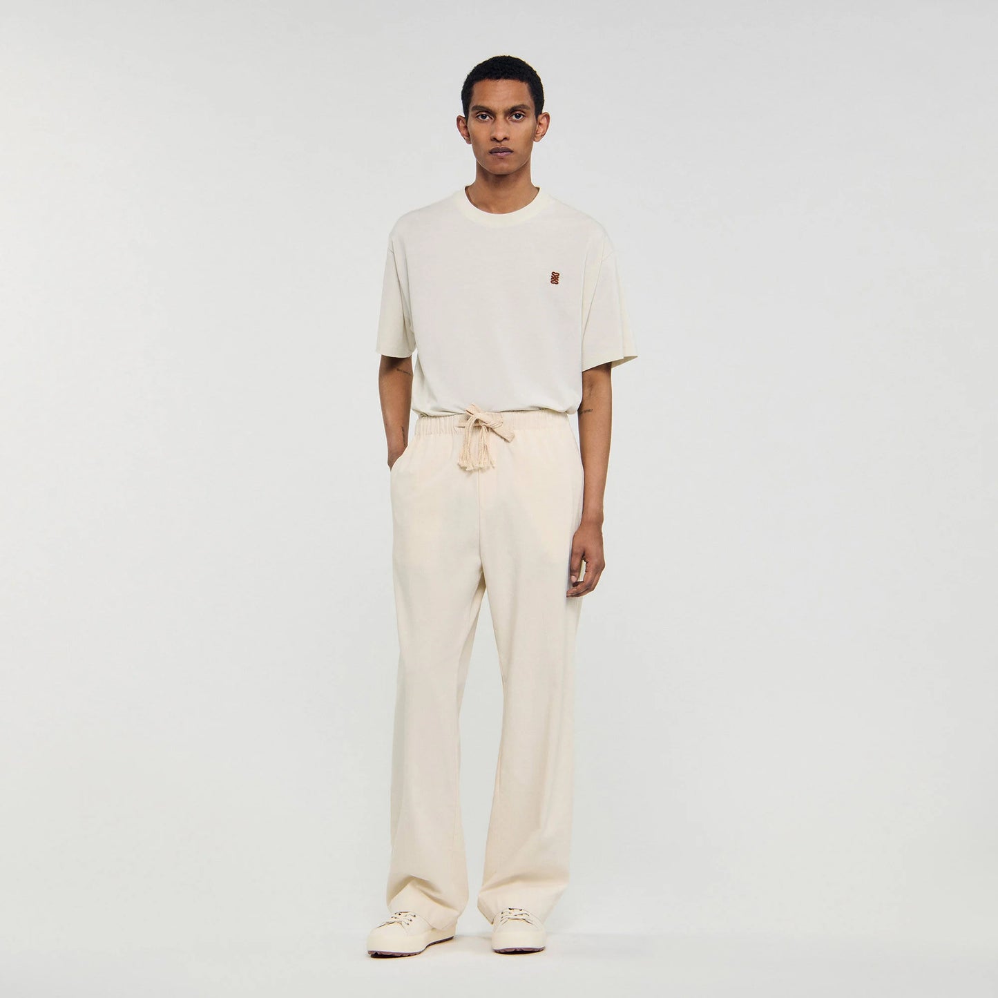 Rope Pant Wide-Leg Elasticated Cotton Trousers Butter Cream