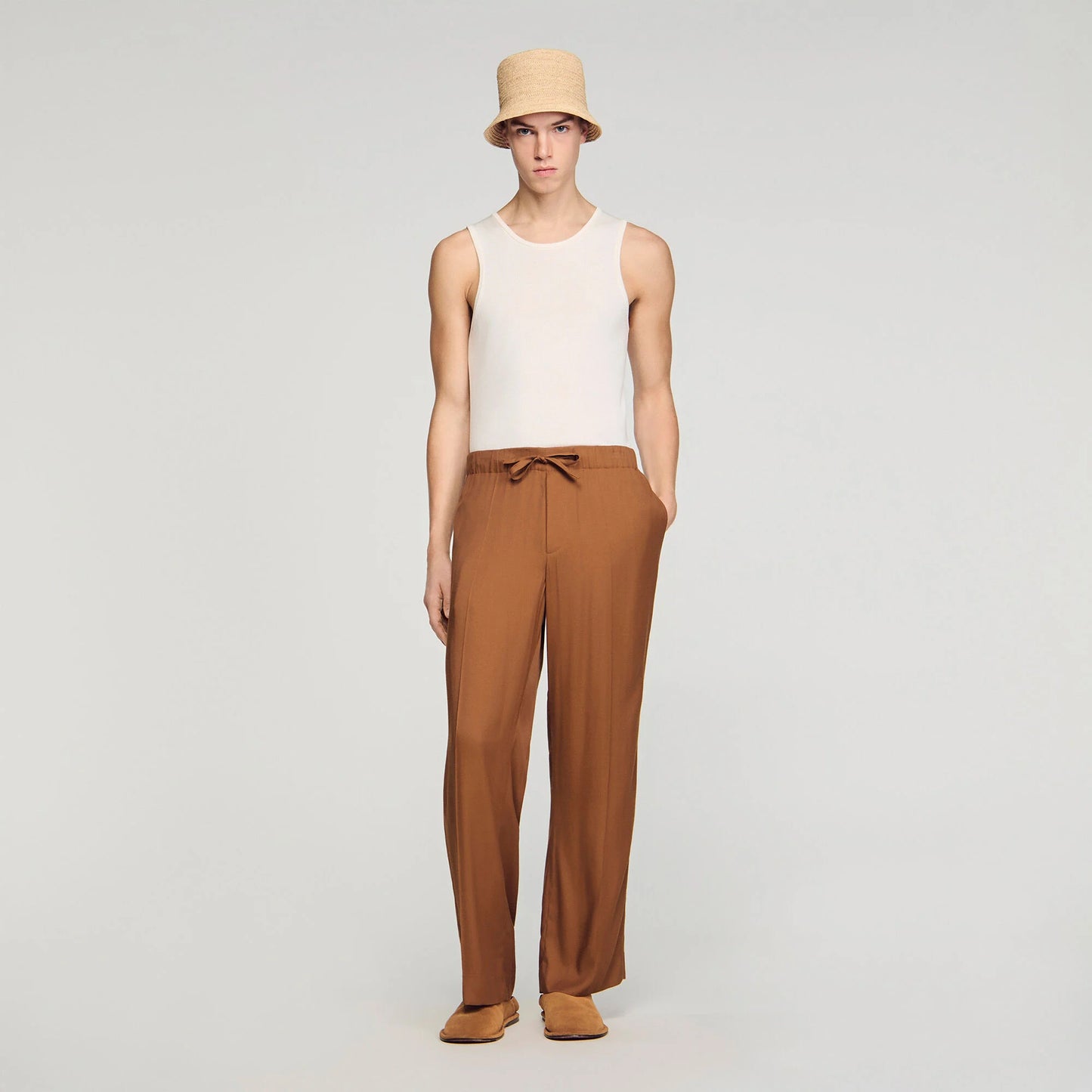 Pyjama Pant Drawstring Flowing Trousers Whisky