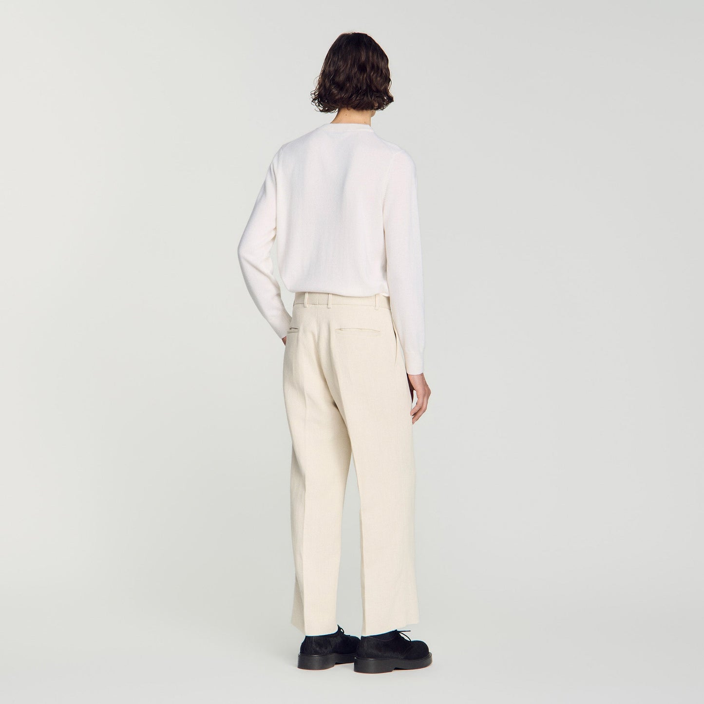 Pierre Pants Linen Straight Leg Trousers Ecru