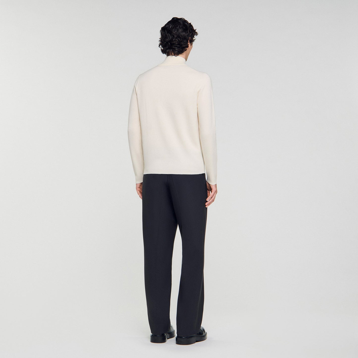 Zip Sweater Wool Jumper With Zip Collar Off White