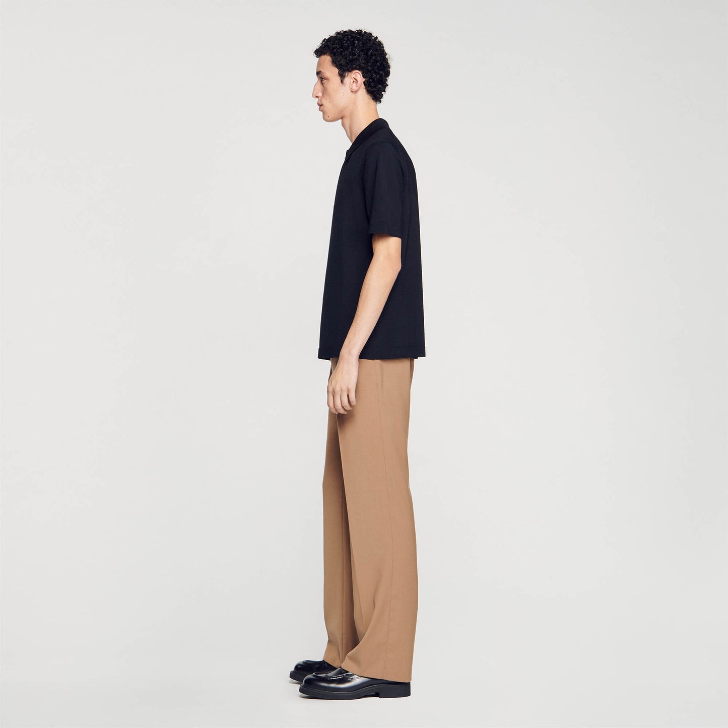 Knitted Polo Shirt With Zip Collar Fonte