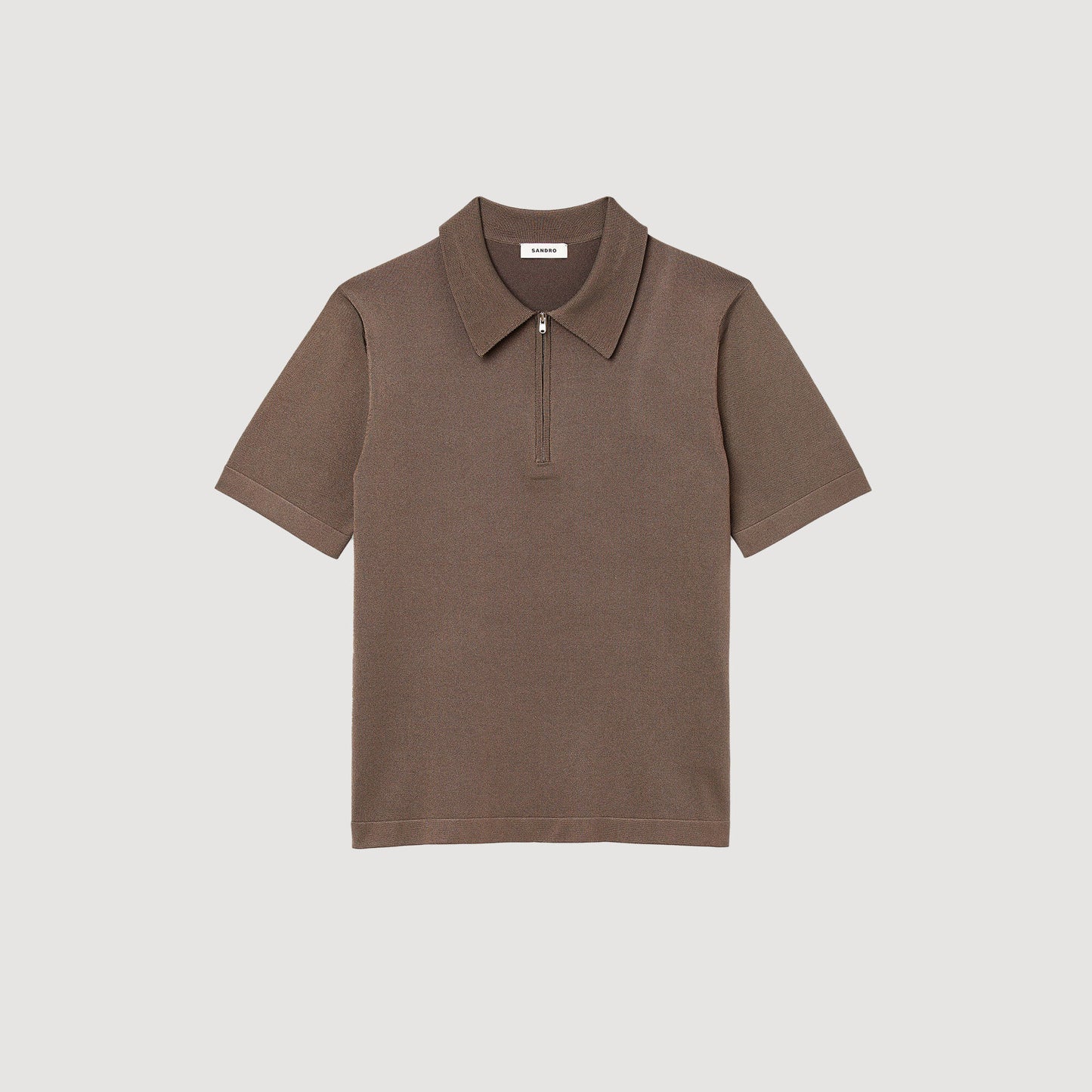 Pablo Zip Knitted Polo Shirt Taupe