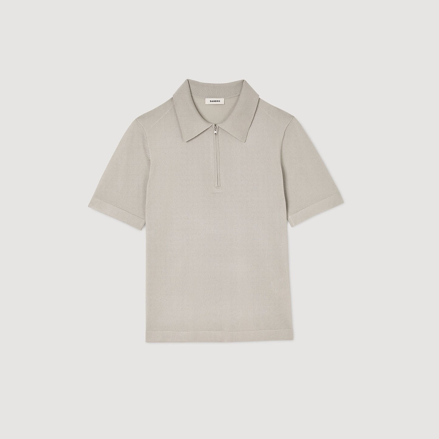 Knitted Polo Shirt With Zip Collar Steel
