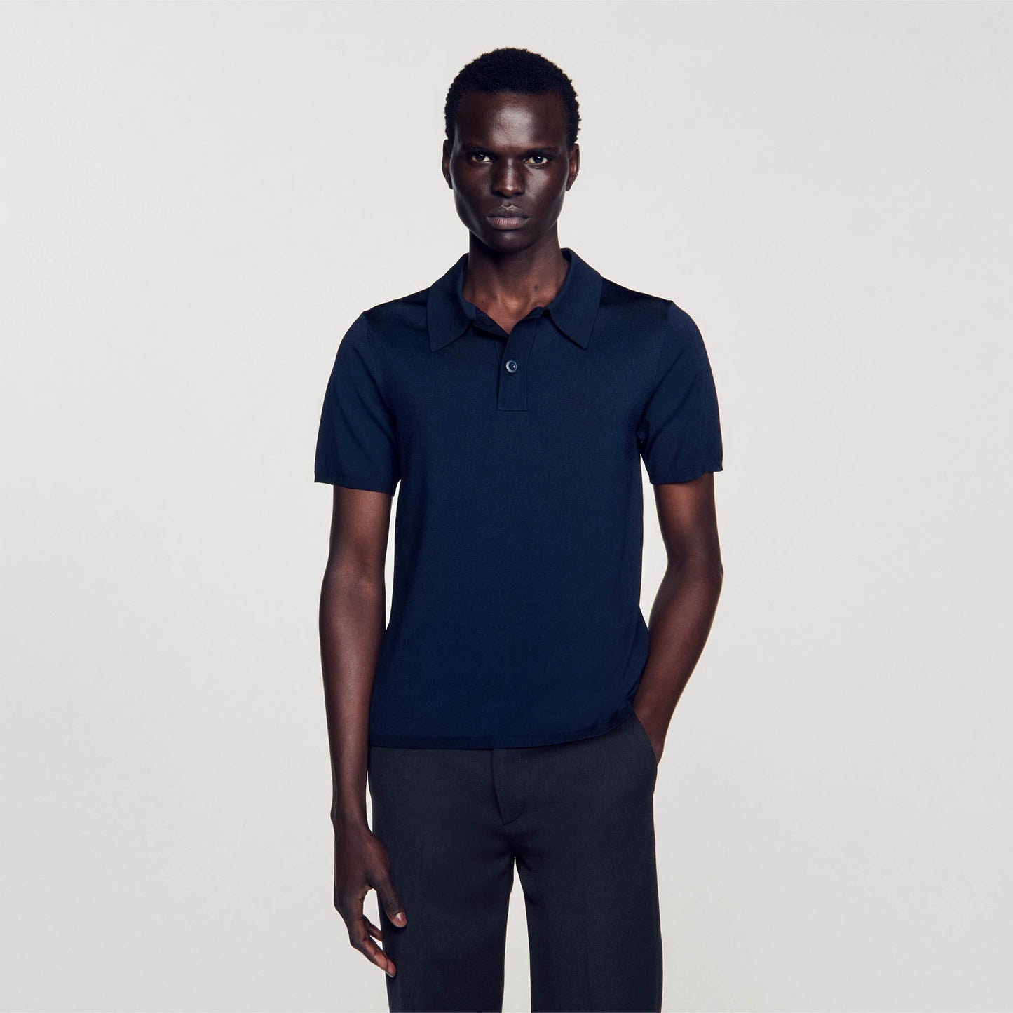 Knitted Polo Shirt Navy Blue