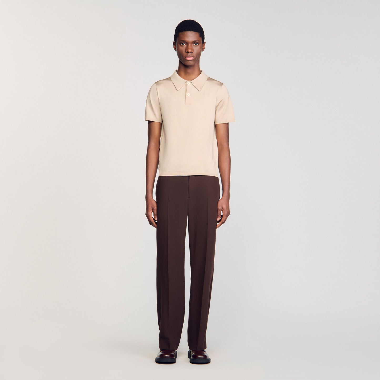 Pablo Short-Sleeve Knitted Polo Shirt Oats