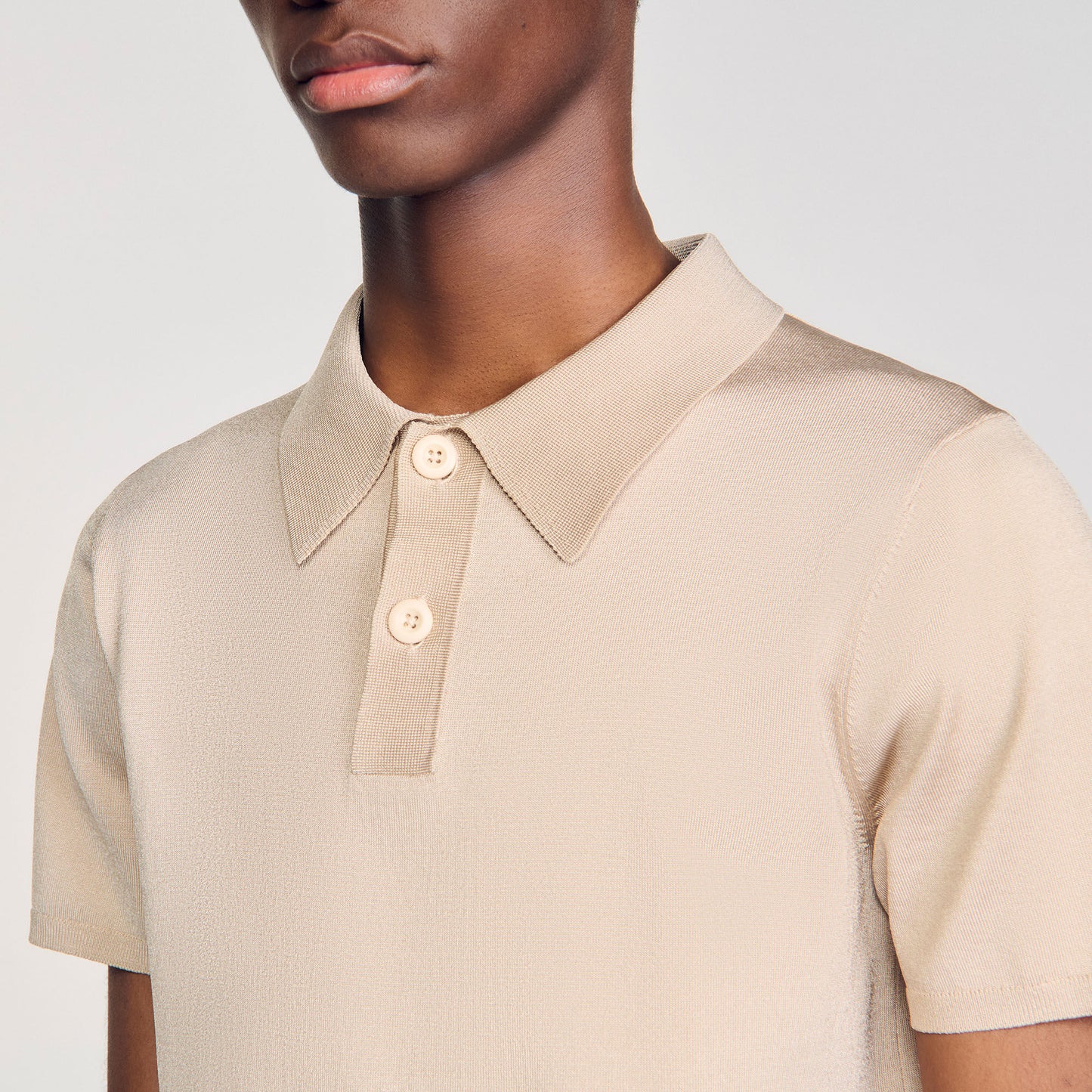 Pablo Short-Sleeve Knitted Polo Shirt Oats