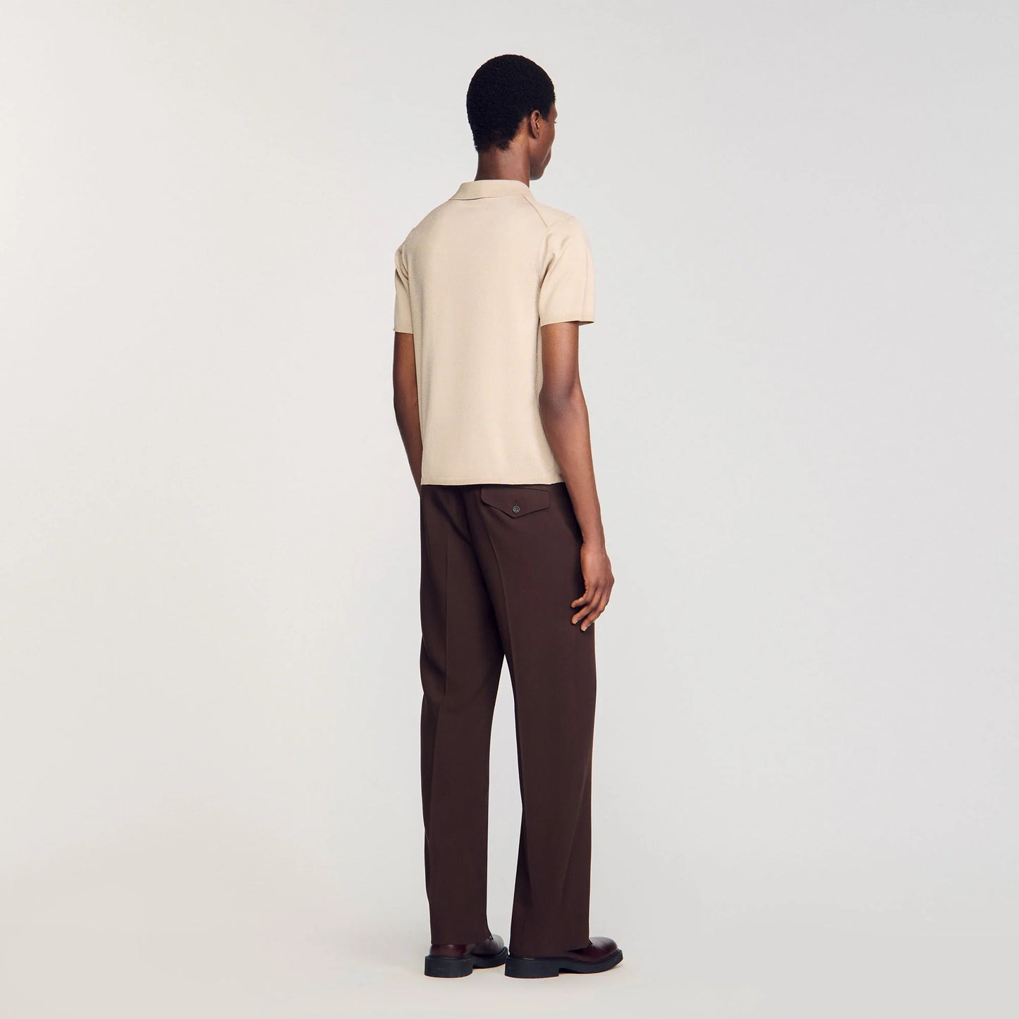 Pablo Short-Sleeve Knitted Polo Shirt Oats
