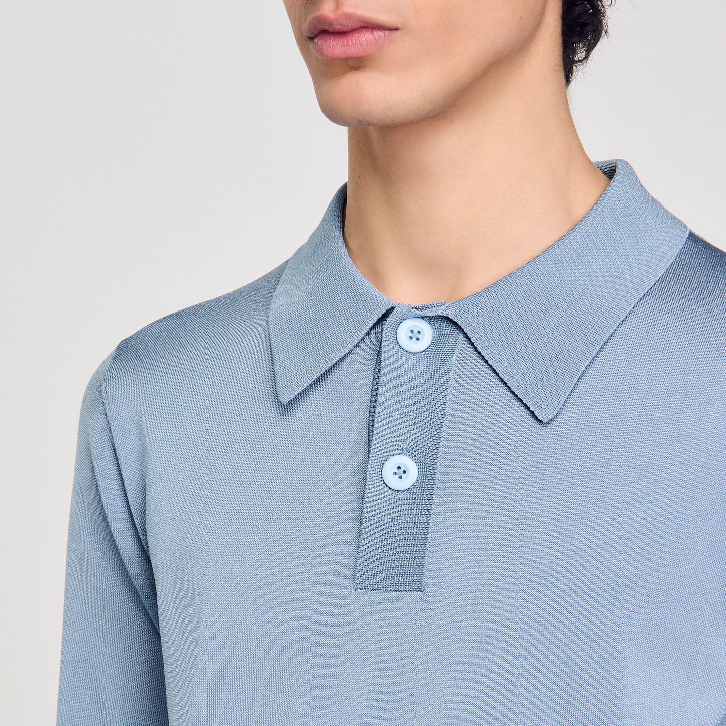 Pablo Short-Sleeve Knitted Polo Shirt Chambray