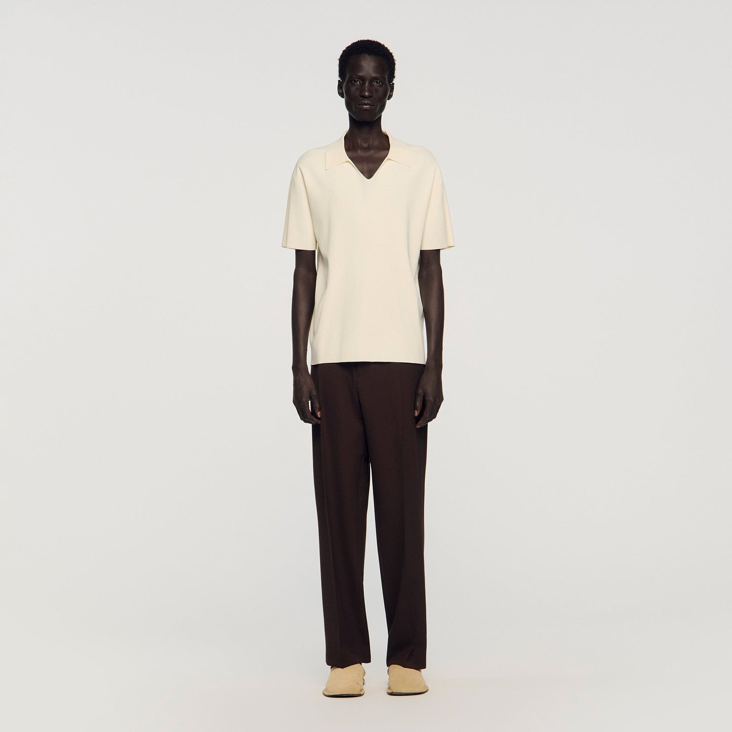Riccardo Polo Stretch Knit Polo Shirt ECRU