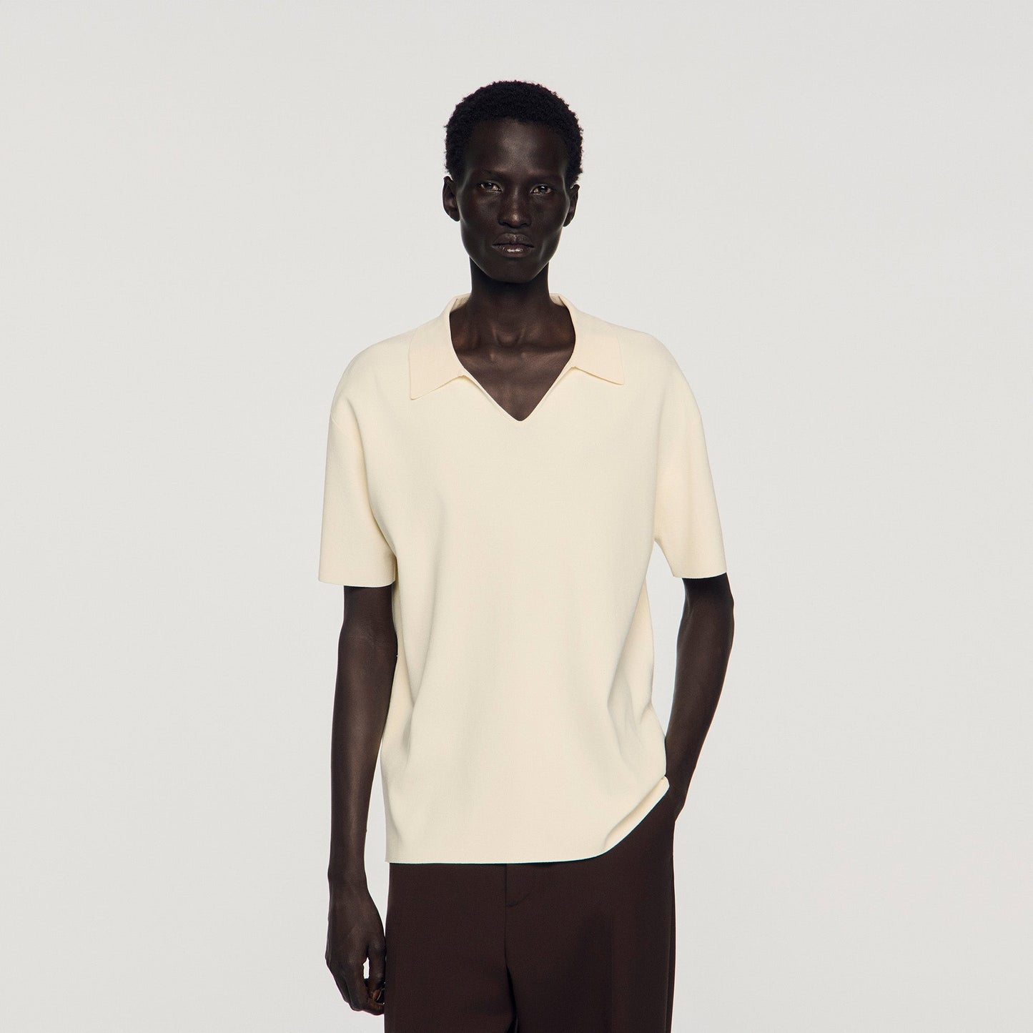 Riccardo Polo Stretch Knit Polo Shirt ECRU