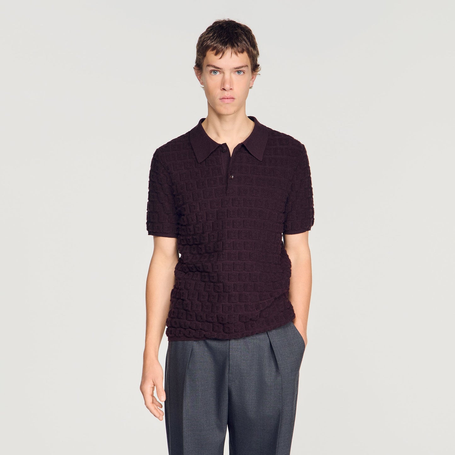 Sponge Polo Knit Jumper Chocolate