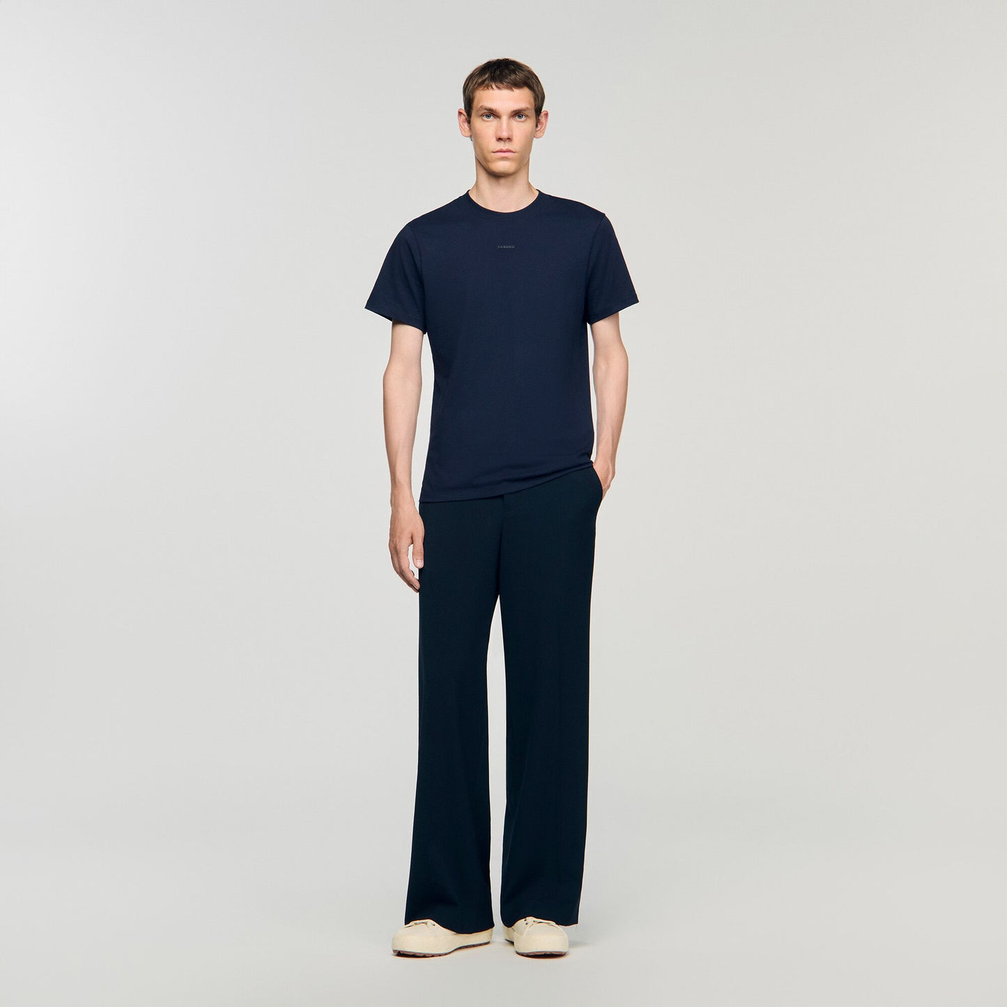 Rubber Sandro Tee Cotton T-Shirt With Logo Midnight Blue