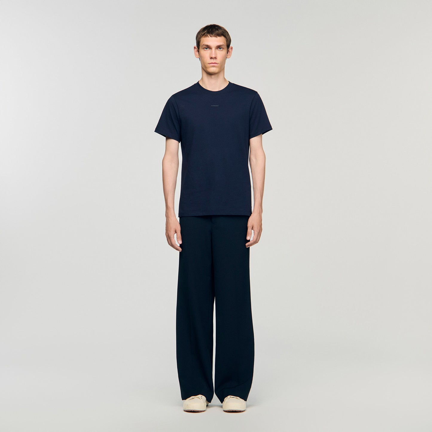 Rubber Sandro Tee Cotton T-Shirt With Logo Midnight Blue