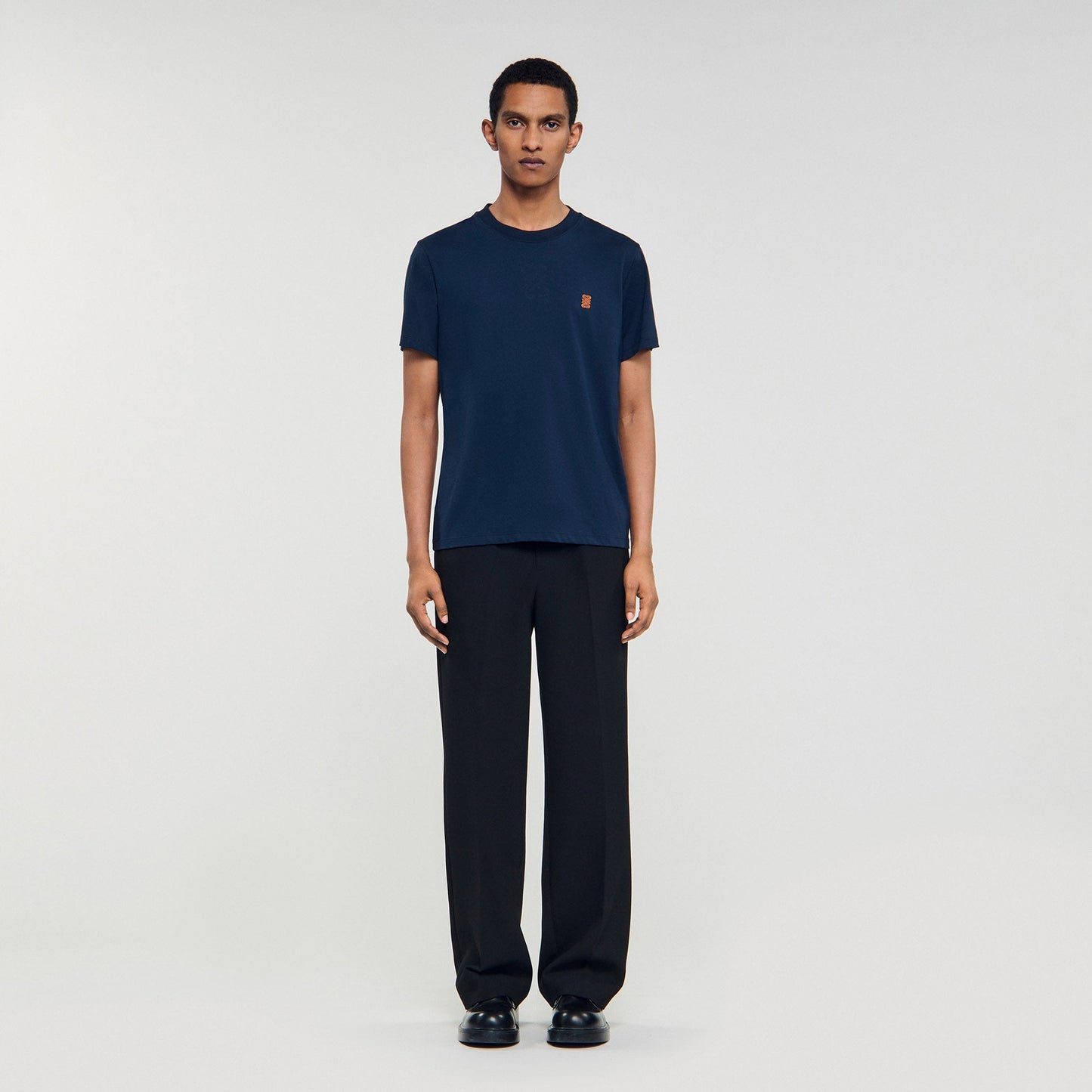 Tshirt Patch 4S Leather Logo T-Shirt Navy Blue