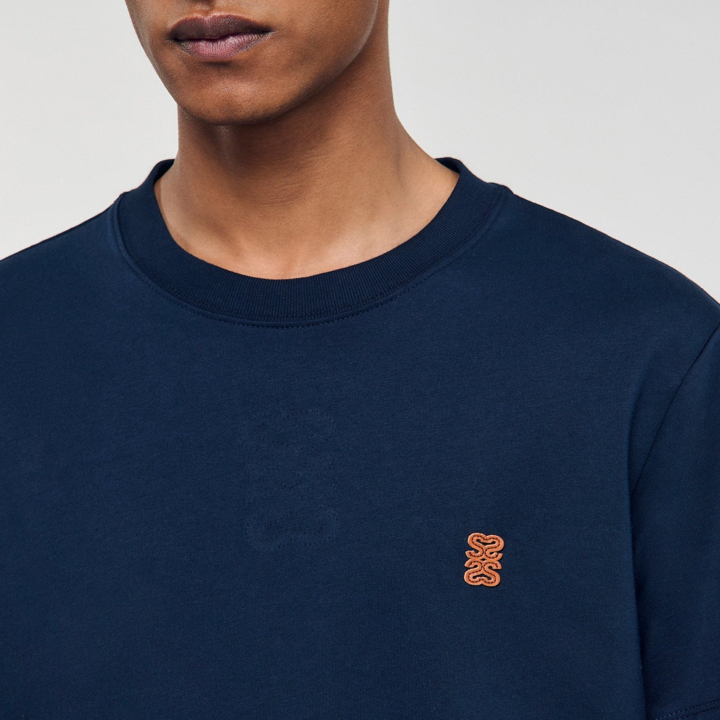 Tshirt Patch 4S Leather Logo T-Shirt Navy Blue