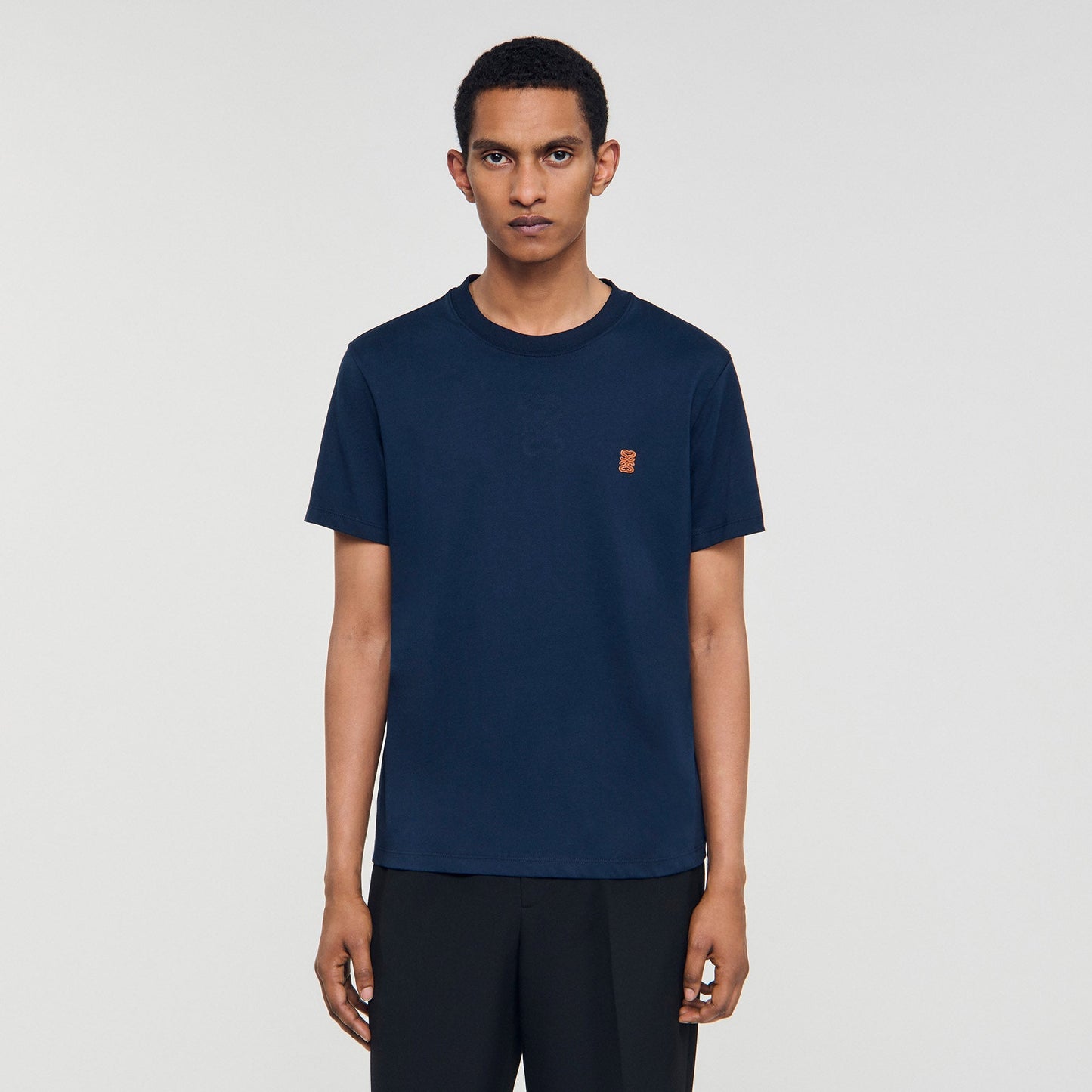 Tshirt Patch 4S Leather Logo T-Shirt Navy Blue