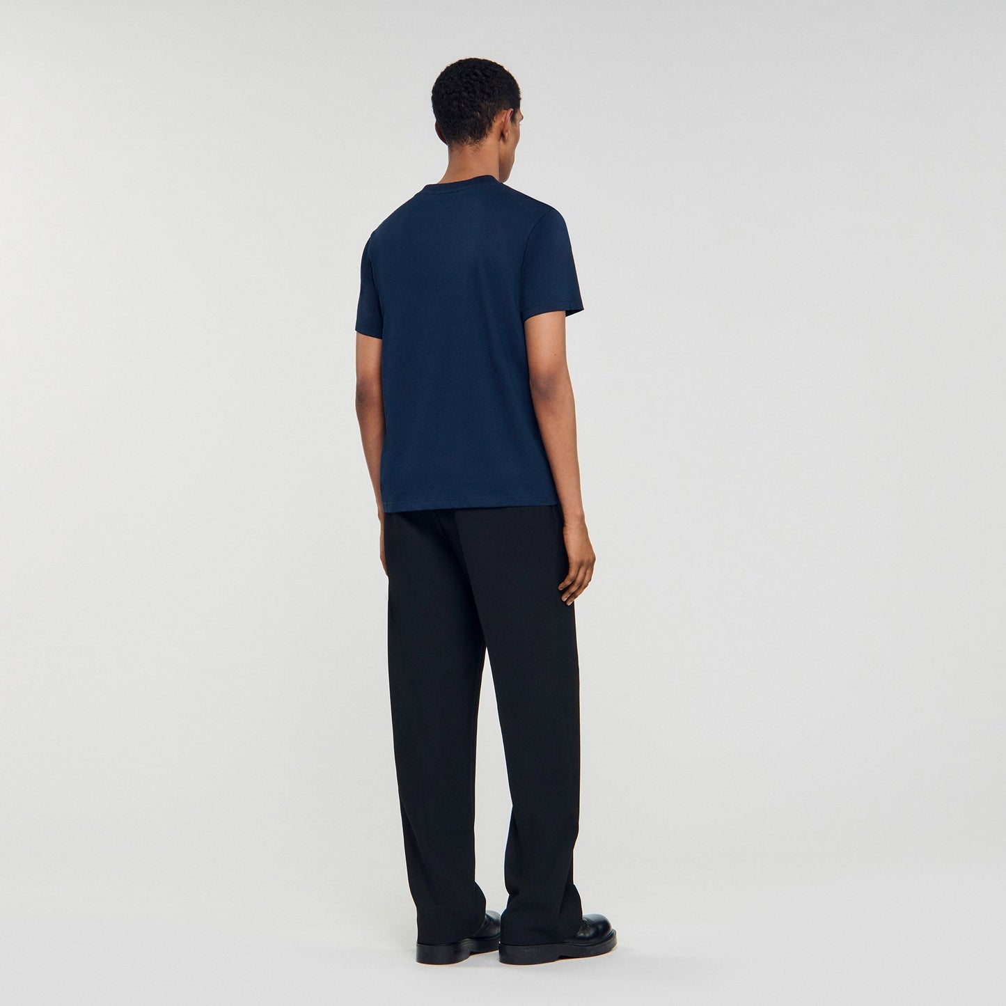 Tshirt Patch 4S Leather Logo T-Shirt Navy Blue