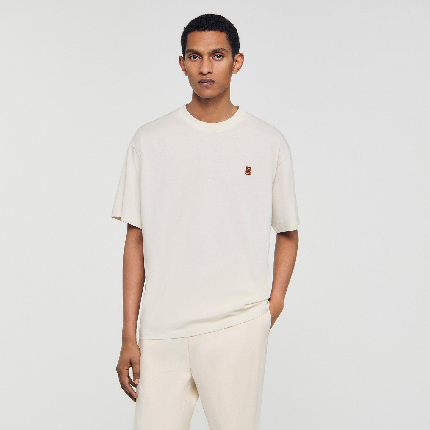 Tshirt Patch 4S Leather Logo T-Shirt Butter Cream