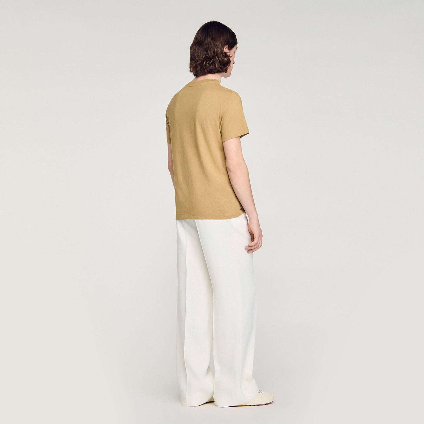 Sandro Logo Tee Cotton T-Shirt Beige