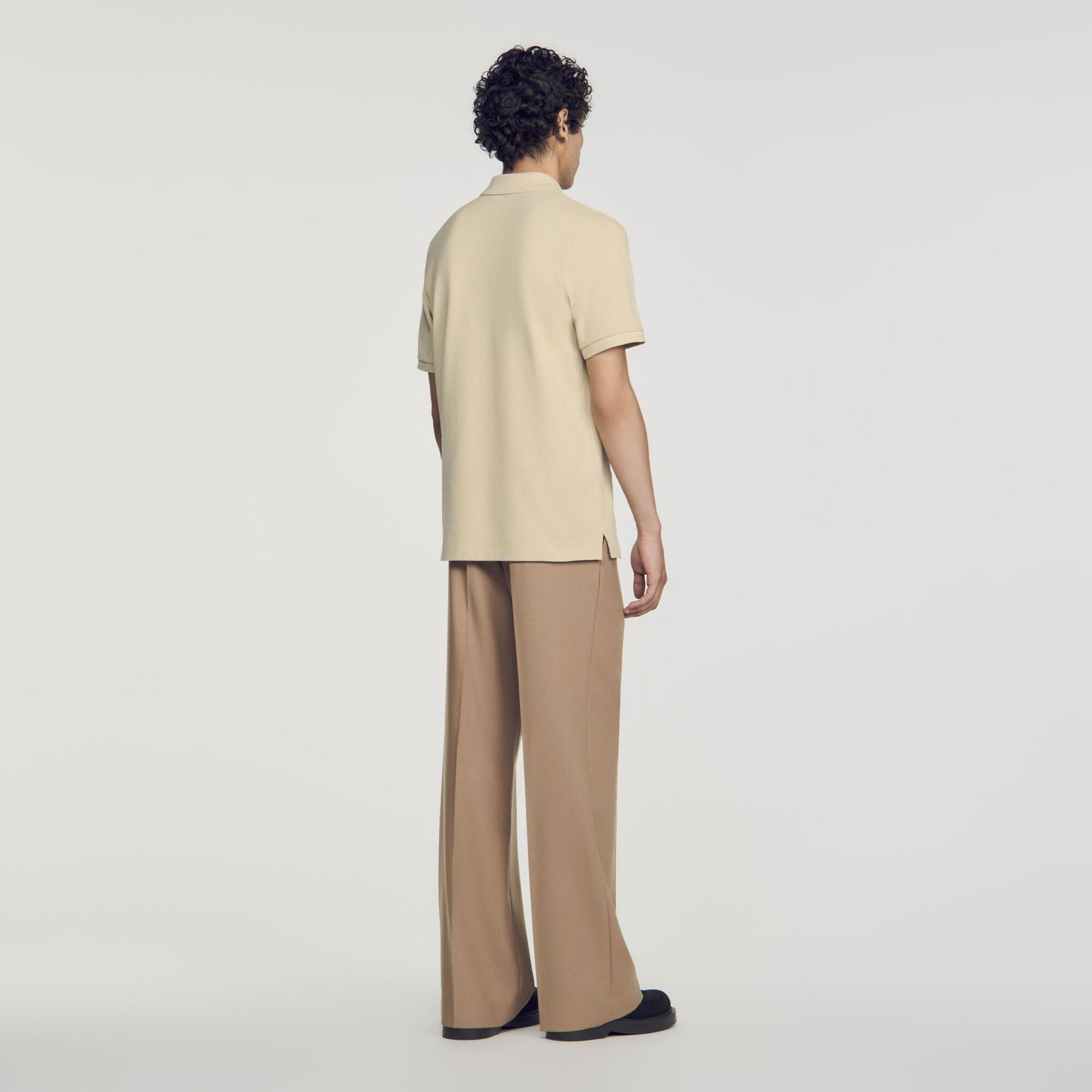 Polo Tonal Patch 4S Cotton polo shirt with leather logo Beige