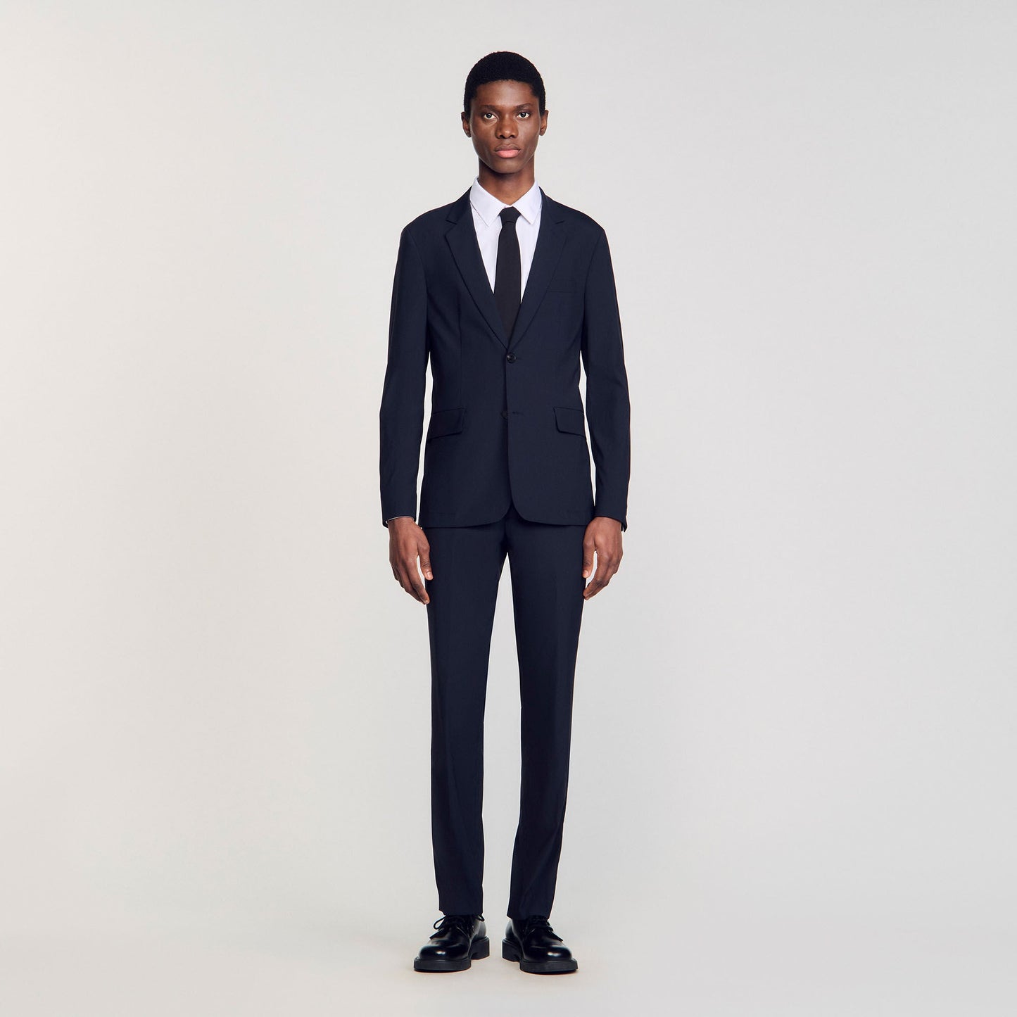 Formal Destructure Wool Stretch Wool Suit Jacket Navy Blue