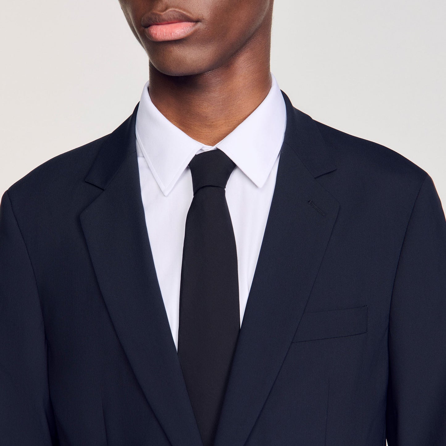 Formal Destructure Wool Stretch Wool Suit Jacket Navy Blue