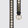 Belt With Round Buckle And Eyelets Black