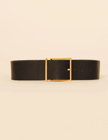 Wide Leather Belt Black