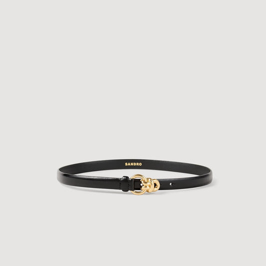 Strapontin Slim Leather Belt Black
