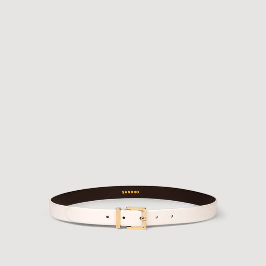 La Palais Royal Smooth Leather Belt Metal Buckle White