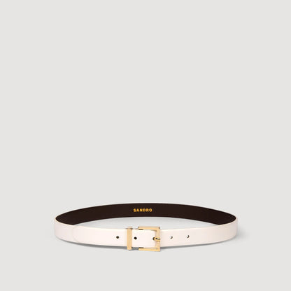 La Palais Royal Smooth Leather Belt Metal Buckle White