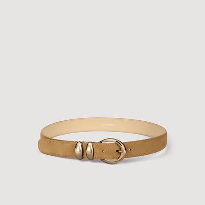 Ornella Belt Leather Belt With Metal Buckle Beige