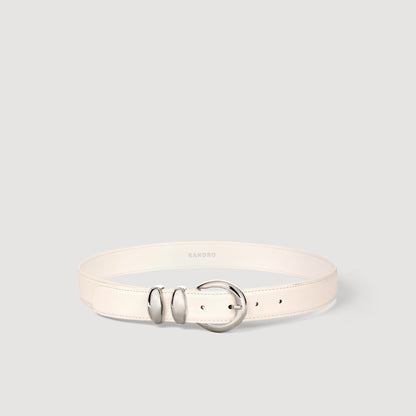 Ornella Belt Leather Belt With Metal Buckle White