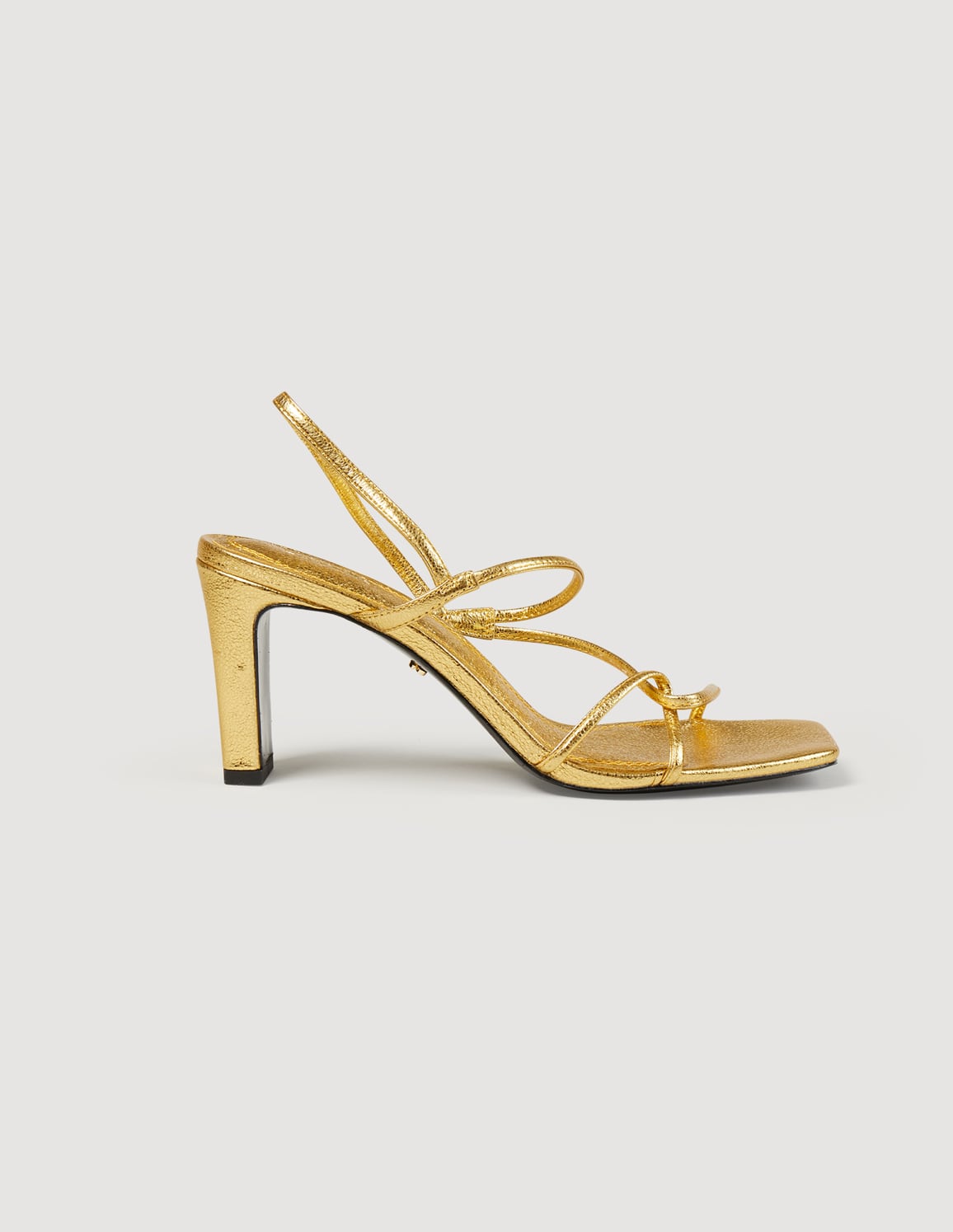 Embossed Leather Sandals Gold