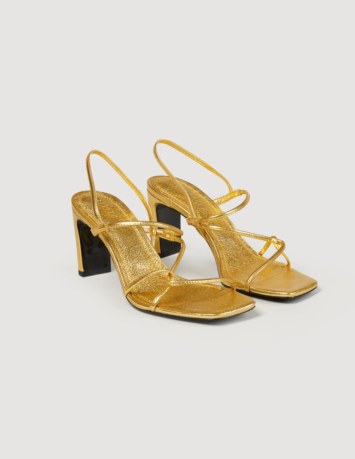 Embossed Leather Sandals Gold