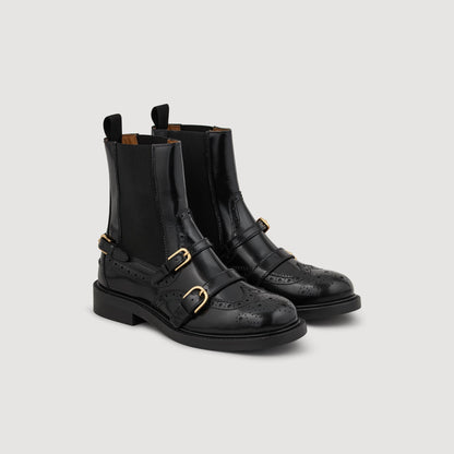 Saria Chelsea Leather Boots Black