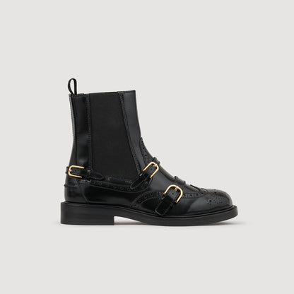 Saria Chelsea Leather Boots Black