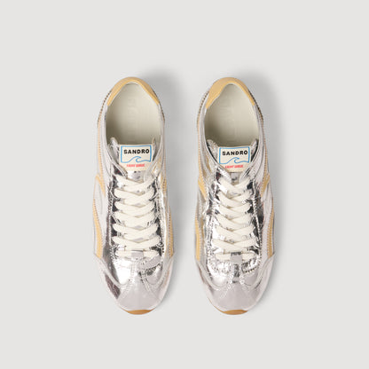 Lightwave Metallic Leather Trainers Silver