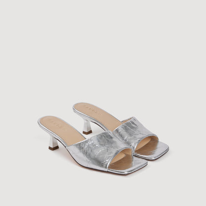 Lovely Metallic Leather Mules Silver